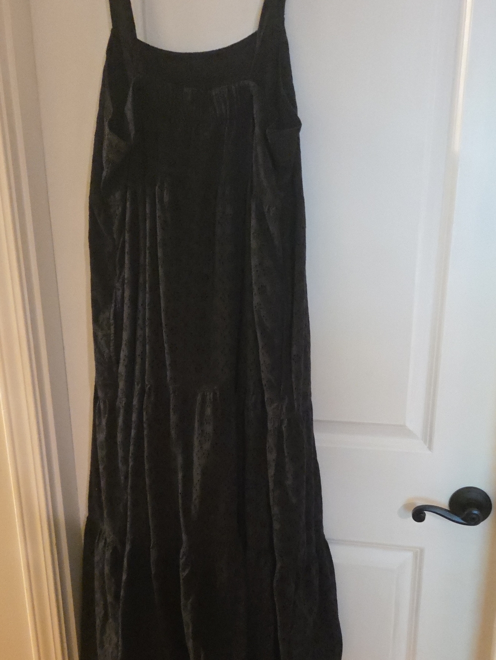 The Drop Britt Black Cotton Eyelet Tiered Midi Dress - Picture 12 of 12